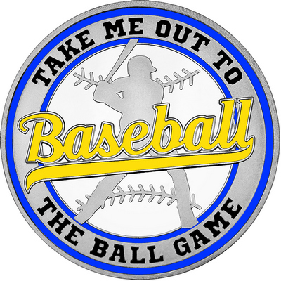 Yellow "Baseball" with Royal Blue Outer Circular Borders